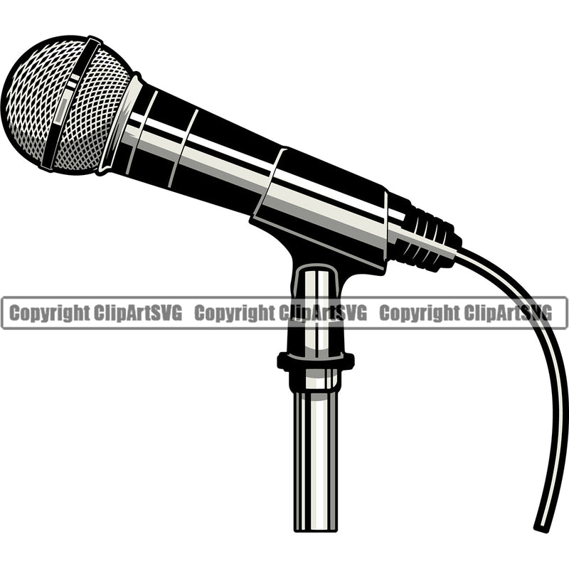 Microphone Mic Audio Equipment Music Sound Communication Karaoke Entertainment Studio Radio Voice Speech Sing Record Media Broadcast Broadcasting Concert Vocal Vocalist Announce Announcer News Tv Old Retro Element Color Art Design Logo Clipart SVG