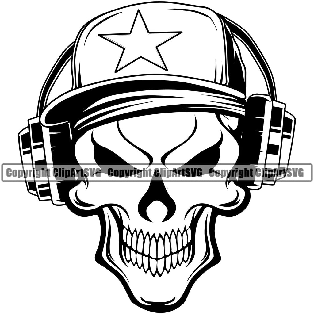 DJ Disc Jockey Music Vinyl Turntable Record Player Mixer Mixing Spin Spinning Scratch Scratching Album Club Sound Radio Dee Jay Stereo Beat Maker Deejay Skeleton Skull Hat Headphones Silhouette Art Design Logo Clipart SVG