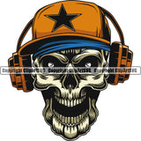 DJ Disc Jockey Music Vinyl Turntable Record Player Mixer Mixing Spin Spinning Scratch Scratching Album Club Sound Radio Dee Jay Stereo Beat Maker Deejay Skeleton Skull Open Mouth Hat Headphones Art Color Design Logo Clipart SVG
