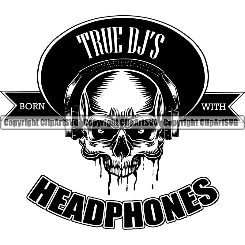 DJ Disc Jockey Music Vinyl Turntable Record Player Mixer Mixing Spin Spinning Scratch Scratching Album Club Sound Radio Dee Jay Stereo Beat Maker Headphones Headset Scary Skull Audio Skeleton Equipment Art Silhouette Design Logo Clipart SVG