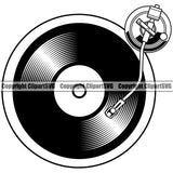 DJ Disc Jockey Music Vinyl Turntable Record Player Mixer Mixing Spin Spinning Scratch Scratching Album Club Sound Radio Dee Jay Stereo Beat Maker Stylus Arm Audio Silhouette Art Design Logo Clipart SVG