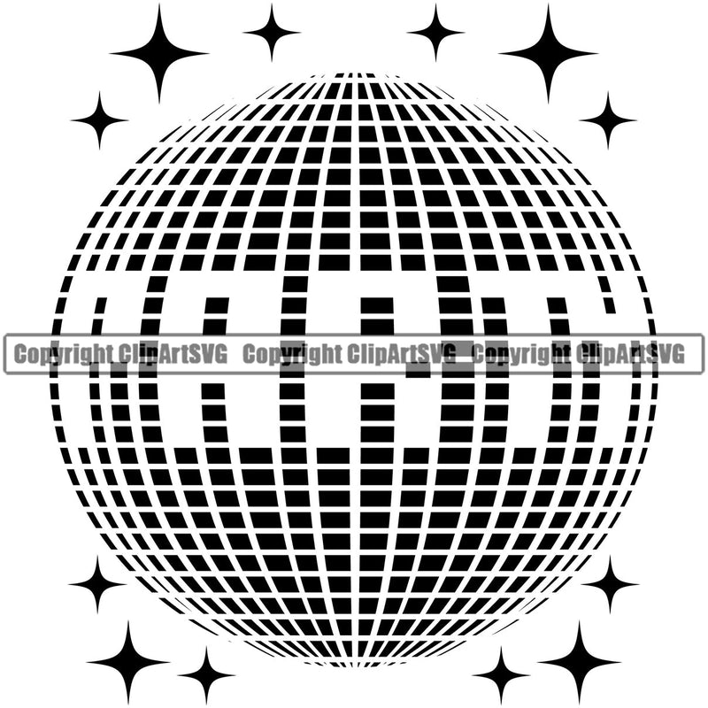 DJ Disco Ball Disc Jockey Music Vinyl Turntable Record Player Mixer Mixing Spin Spinning Scratch Scratching Album Club Sound Stereo Beat Maker Disco Dance Dancing Dancer Strobe Light Night Pop Culture Retro Vintage Art Silhouette Design Logo Clipart SVG