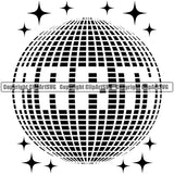 DJ Disco Ball Disc Jockey Music Vinyl Turntable Record Player Mixer Mixing Spin Spinning Scratch Scratching Album Club Sound Stereo Beat Maker Disco Dance Dancing Dancer Strobe Light Night Pop Culture Retro Vintage Art Silhouette Design Logo Clipart SVG