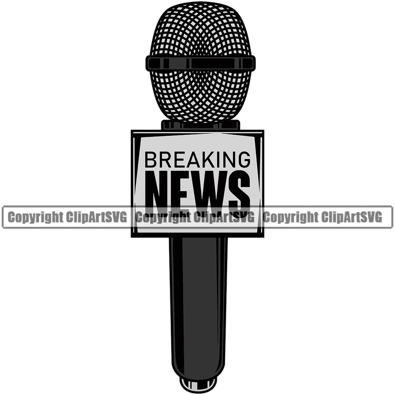 Microphone Mic Audio Equipment Music Sound Communication Karaoke Entertainment Studio Radio Voice Speech Sing Record Media Broadcasting Concert Broadcast Vocal Vocalist Announce Announcer Breaking News Tv Gray Gray Art Design Logo Clipart SVG