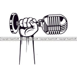 Microphone Mic Audio Equipment Music Sound Communication Karaoke Entertainment Studio Radio Voice Speech Sing Record Media Broadcasting Concert Broadcast Vocal Vocalist Announce Announcer Hand Holding Recording Art Silhouette Design Logo Clipart SVG