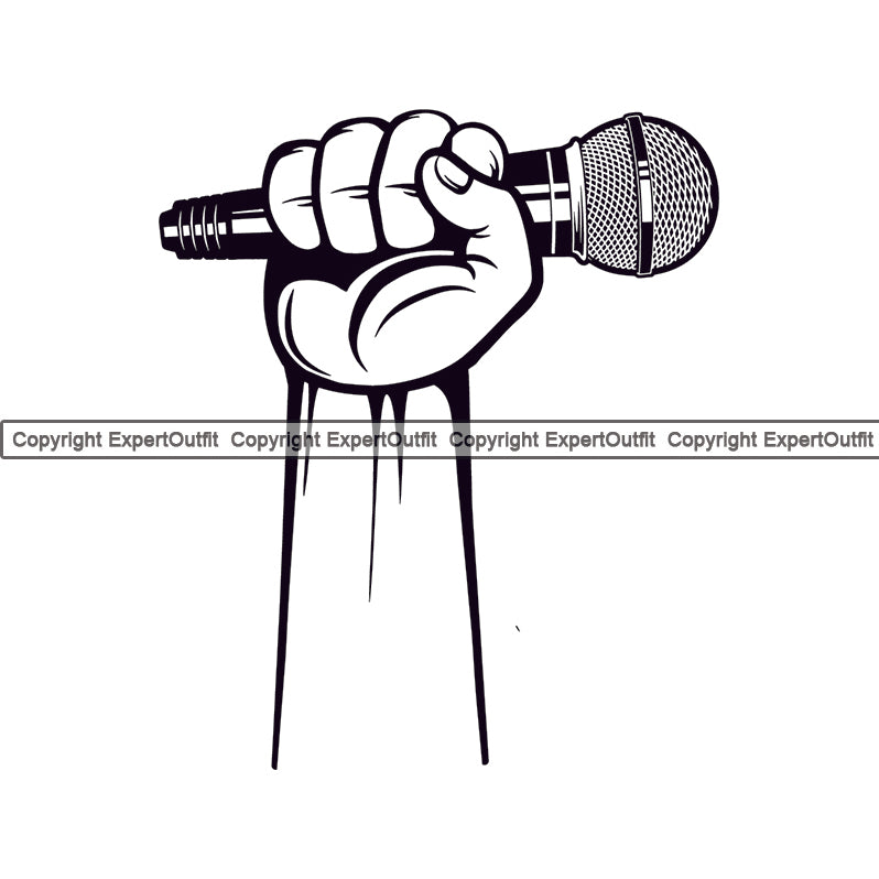 Microphone Mic Audio Equipment Music Sound Communication Karaoke Entertainment Studio Radio Voice Speech Sing Record Media Broadcasting Concert Broadcast Vocal Vocalist Announce Announcer Hand Holding Recording Silhouette Art Design Logo Clipart SVG