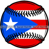 Puerto Rico Rican Flag Pride Spanish Country Nation Proud Caribbean Island Travel Baseball Ball World Map Sign Symbol Design Element Art Logo