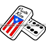 Puerto Rico Rican Flag Pride Spanish Country Nation Proud Caribbean Island Travel Dominoes Game Tile Sign Silhouette Design Element Logo