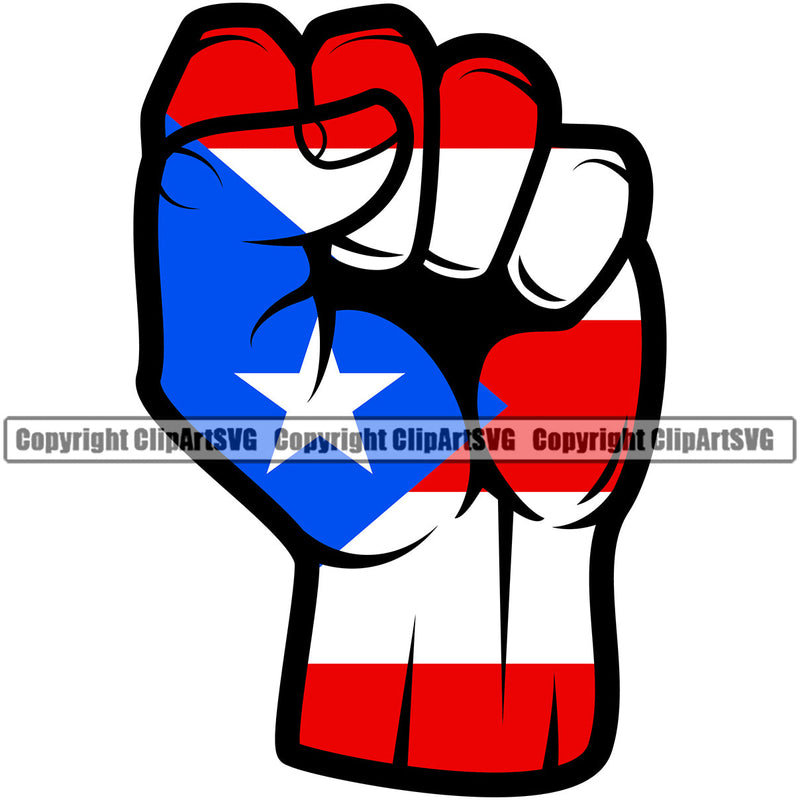 Puerto Rico Rican Fist Up Unite Unity World Map Flag Pride Spanish Country Nation Proud Caribbean Island Travel Power Sign Symbol Design Element Art Logo