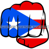 Puerto Rico Rican Flag Pride Spanish Country Nation Proud Caribbean Island Travel Power Fist Punch Fight Box Boxing Boxer Sign Symbol Design Element Art Logo