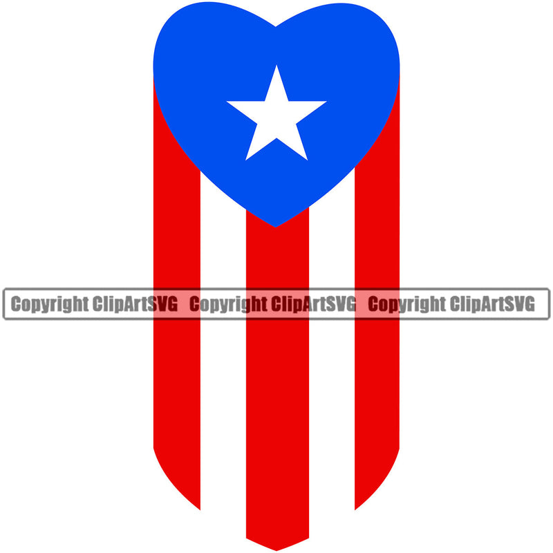 Puerto Rico Rican Flag Pride Spanish Country Nation Proud Caribbean Island Travel Down Heart Love World Map Sign Symbol Icon Design Element Badge Logo