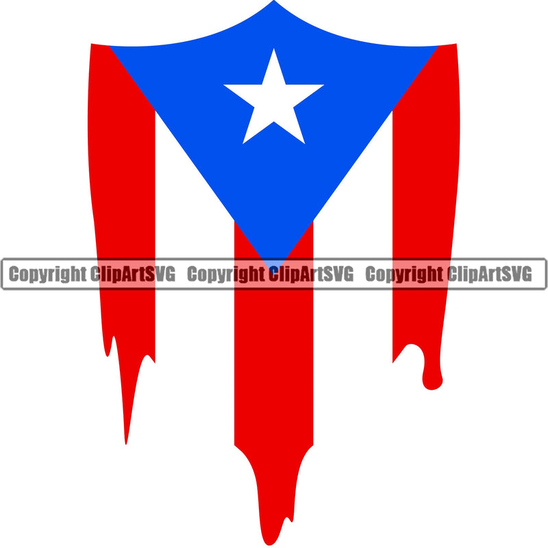 Puerto Rico Rican Flag Pride Spanish Country Nation Proud Caribbean Island Travel Drip Dripping Unity Melt Melting World Map Sign Symbol Design Element Logo