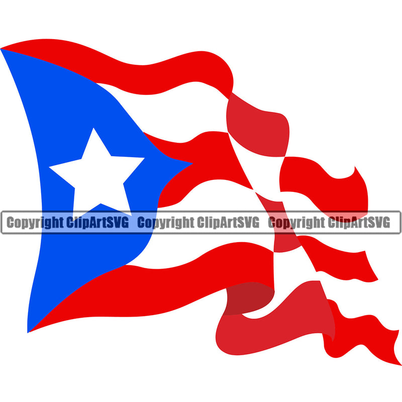Puerto Rico Rican Flag Pride Spanish Country Nation Proud Caribbean Island Travel Wavy World Map Sign Symbol Icon Design Element Badge Logo