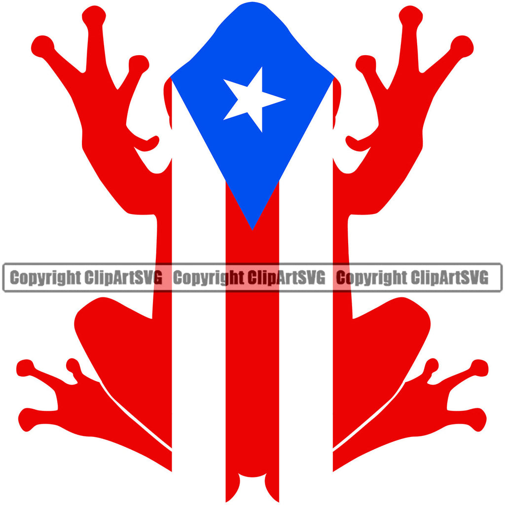 Puerto Rico Rican Flag Pride Spanish Country Nation Proud Caribbean Island Travel Frog Frogs Rana San Juan Top Fat Half National Symbol Sign Art Logo