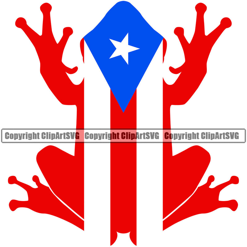 Puerto Rico Rican Flag Pride Spanish Country Nation Proud Caribbean Island Travel Frog Frogs Rana San Juan Top Fat Half National Symbol Sign Art Logo