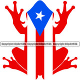 Puerto Rico Rican Flag Pride Spanish Country Nation Proud Caribbean Island Travel Frog Frogs Rana San Juan Top Fat Half National Symbol Sign Art Logo