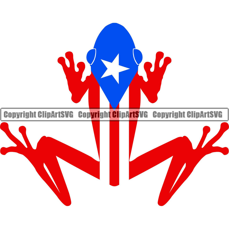 Puerto Rico Rican Flag Pride Spanish Country Nation Proud Caribbean Island Travel Frog Frogs Top Thin Half Rana San Juan National Symbol Sign Art Logo