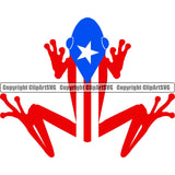 Puerto Rico Rican Flag Pride Spanish Country Nation Proud Caribbean Island Travel Frog Frogs Top Thin Half Rana San Juan National Symbol Sign Art Logo