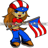 Puerto Rico Rican Flag Pride Spanish Country Nation Proud Caribbean Island Travel Cute Little Girl Woman Lady Female World Sign Symbol Design Element Logo