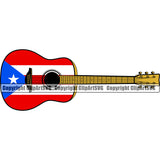 Puerto Rico Rican Flag Pride Spanish Country Nation Proud Caribbean Island Travel Guitar Music Salsa World Map Sign Symbol Design Element Art Logo