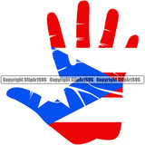 Puerto Rico Rican Hand Print Born Flag Pride Spanish Country Nation Proud Caribbean Island Travel World Map Sign Symbol Design Element DNA Logo