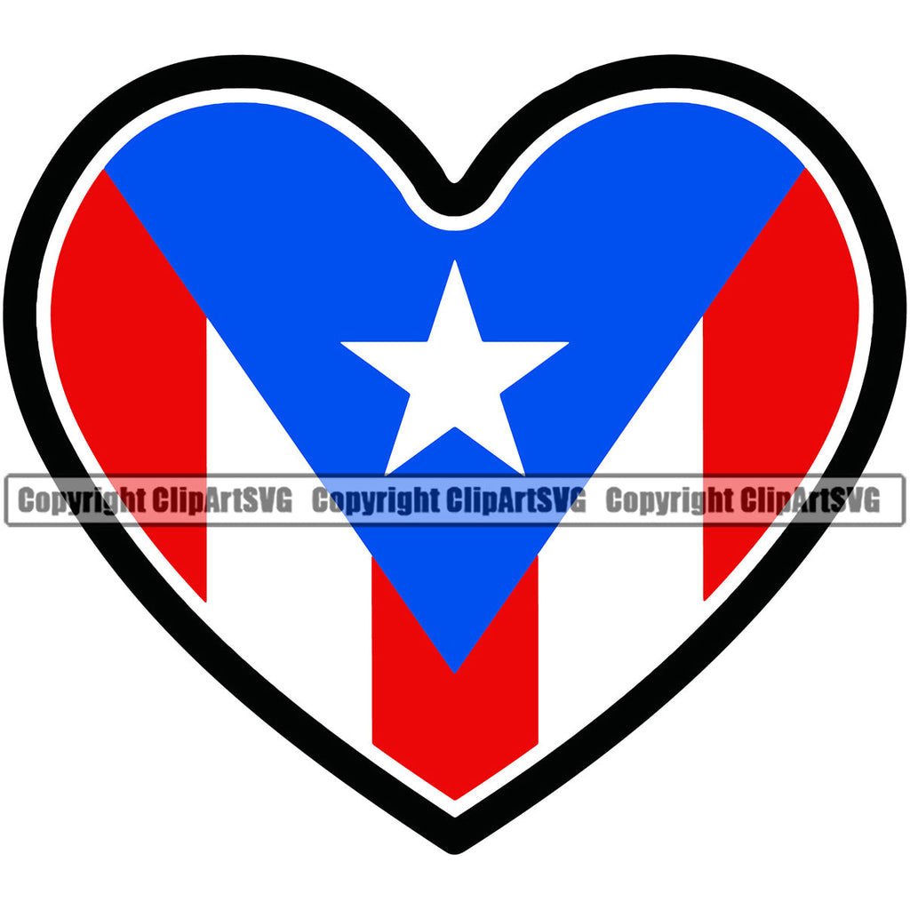 Puerto Rico Rican Flag Pride Spanish Country Nation Proud Caribbean Island Travel Heart Love Down Stroke Unity Banner World Map Sign Symbol Design Element Art Logo