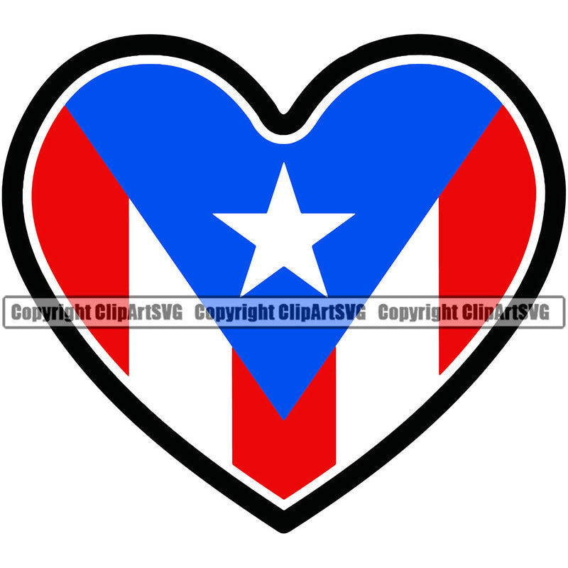 Puerto Rico Rican Flag Pride Spanish Country Nation Proud Caribbean Island Travel Heart Love Down Stroke Unity Banner World Map Sign Symbol Design Element Art Logo