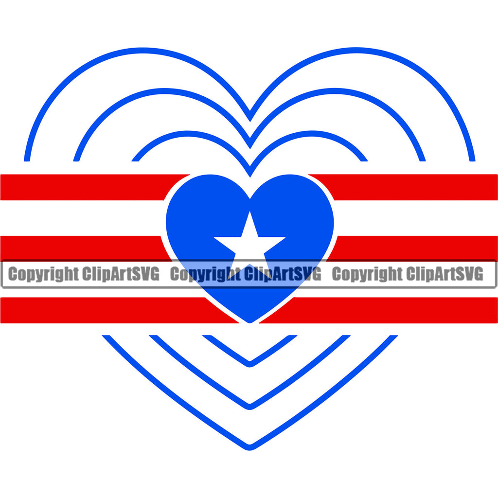 Puerto Rico Rican Flag Pride Spanish Country Nation Proud Caribbean Island Travel Heart Love Lines Unity Banner World Map Sign Symbol Design Element Art Logo