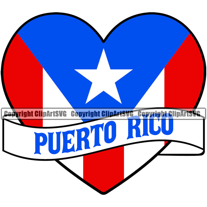Puerto Rico Rican Flag Pride Spanish Country Nation Proud Caribbean Island Travel Heart Love Ribbon World Map Sign Symbol Icon Design Element Badge Art Logo