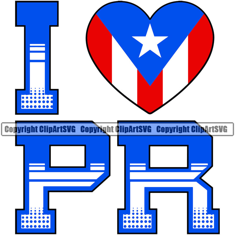 Puerto Rico Rican Flag Pride Spanish Country Nation Proud Caribbean Island Travel I Love PR Heart Unity Banner World Map Sign Symbol Design Element Art Logo