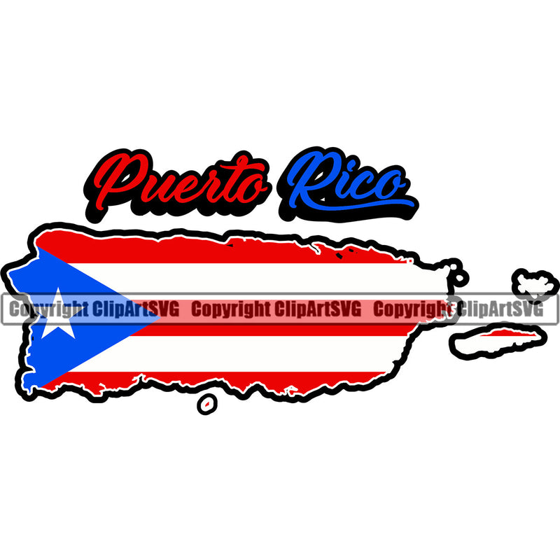 Puerto Rico Rican Flag Pride Spanish Country Nation Proud Caribbean Island Travel Shaped World Map Sign Symbol Icon Design Element Badge Logo