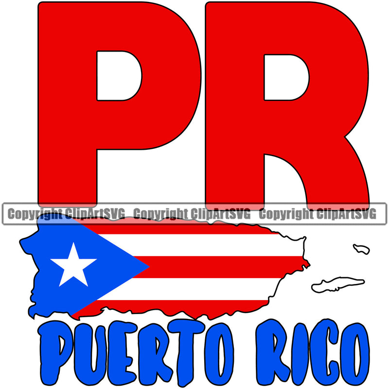 Puerto Rico Rican Flag Pride Spanish Country Nation Proud Caribbean Island Travel PR World Map Sign Symbol Icon Design Element Badge Art Logo