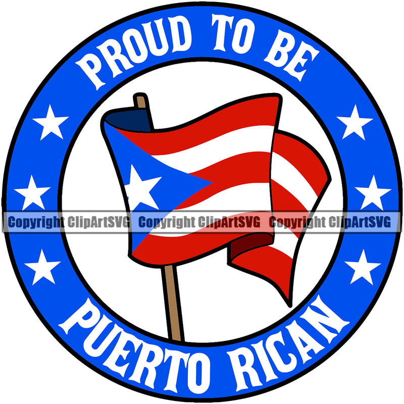 Puerto Rico Rican Flag Pride Spanish Country Nation Proud Caribbean Island Travel To Be World Map Sign Symbol Circle Design Element Art Logo