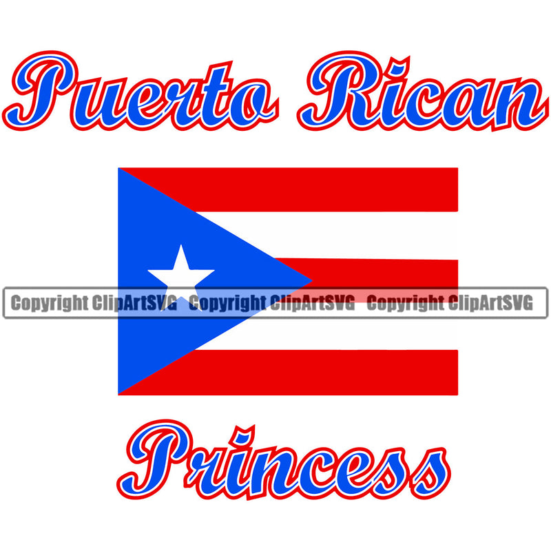 Puerto Rico Rican Princess Flag Pride Spanish Country Nation Proud Caribbean Island Travel World Map Sign Symbol Design Element Art Logo