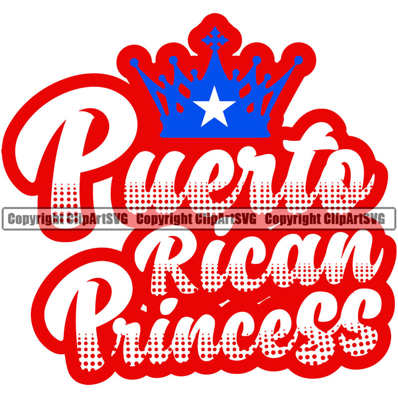 Puerto Rico Rican Flag Pride Spanish Country Nation Proud Caribbean Island Travel Princess World Map Sign Symbol Design Element Art Logo