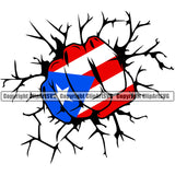 Puerto Rico Rican Flag Pride Spanish Country Nation Proud Caribbean Island Travel Hand Fist Punch Power Break Wall World Sign Symbol Design Element Art Logo