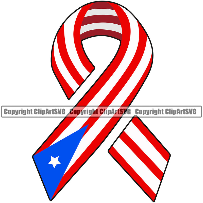 Puerto Rico Rican Flag Pride Spanish Country Nation Proud Caribbean Island Travel Support Ribbon World Map Sign Symbol Icon Design Element Badge Logo