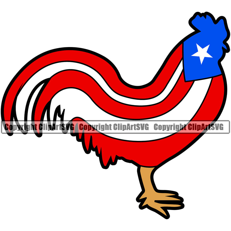 Puerto Rico Rican Flag Pride Spanish Country Nation Proud Caribbean Island Travel Rooster World Map Sign Symbol Icon Design Element Badge Logo