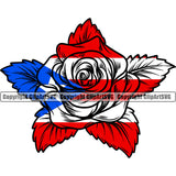 Puerto Rico Rican Flag Pride Spanish Country Nation Proud Caribbean Island Travel Rose World Map Sign Symbol Icon Design Element Badge Flower Petal Logo