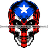 Puerto Rico Rican Flag Pride Spanish Country Nation Proud Caribbean Island Travel Scary Skull Alone Closed Mask Shaped San Juan National Symbol Logo