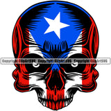 Puerto Rico Rican Flag Pride Spanish Country Nation Proud Caribbean Island Travel Scary Skull Alone Half Mask Shaped San Juan National Symbol Logo