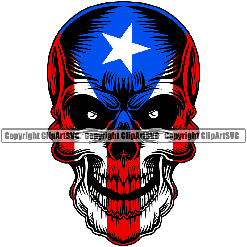 Puerto Rico Rican Flag Pride Spanish Country Nation Proud Caribbean Island Travel Scary Skull Alone Open Mask Shaped San Juan National Symbol Logo