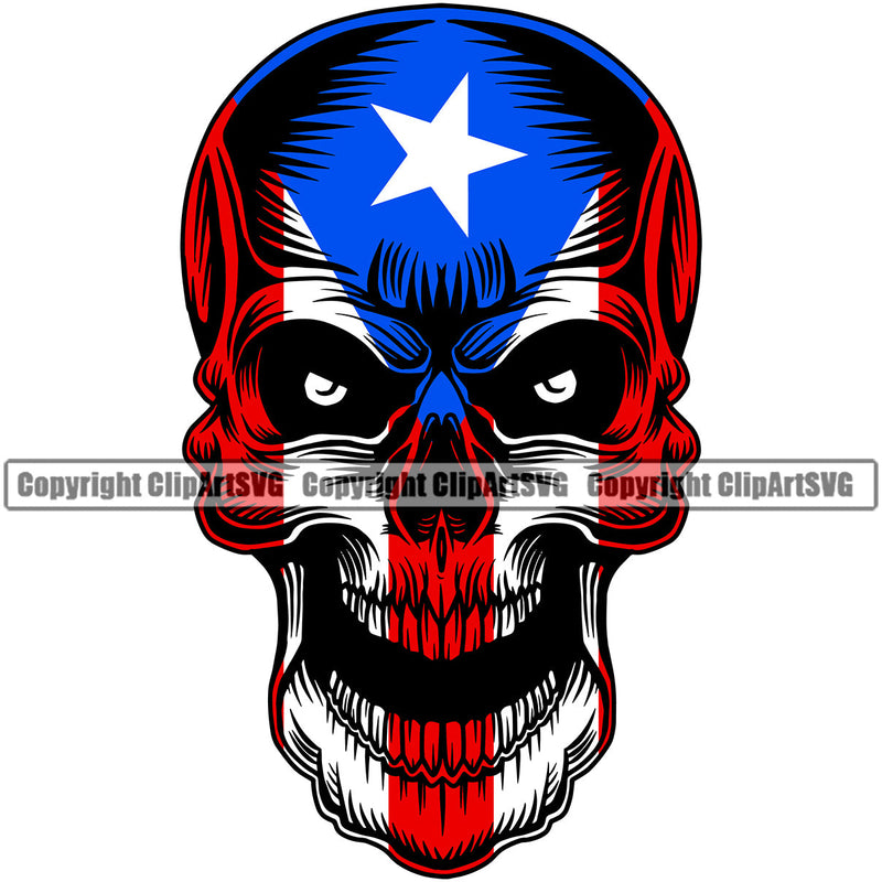 Puerto Rico Rican Flag Pride Spanish Country Nation Proud Caribbean Island Travel Scary Skull Alone Wide Mask Shaped San Juan National Symbol Logo