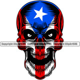 Puerto Rico Rican Flag Pride Spanish Country Nation Proud Caribbean Island Travel Scary Skull Alone Wide Mask Shaped San Juan National Symbol Logo
