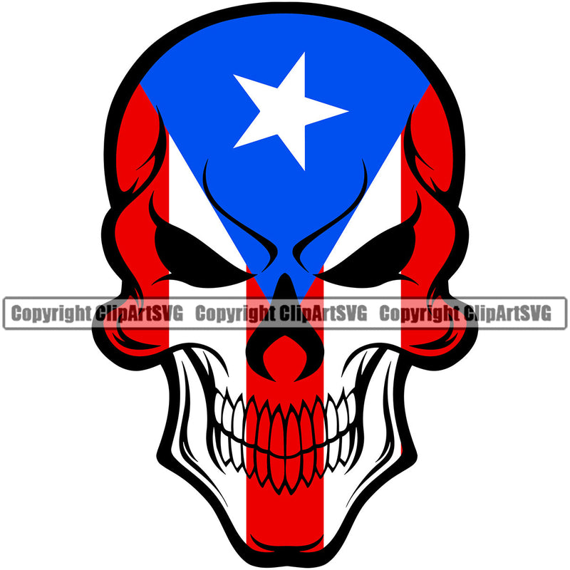 Puerto Rico Rican Flag Pride Spanish Country Nation Proud Caribbean Island Travel Scary Skull Annoel Open Mask Shaped San Juan National Symbol Logo