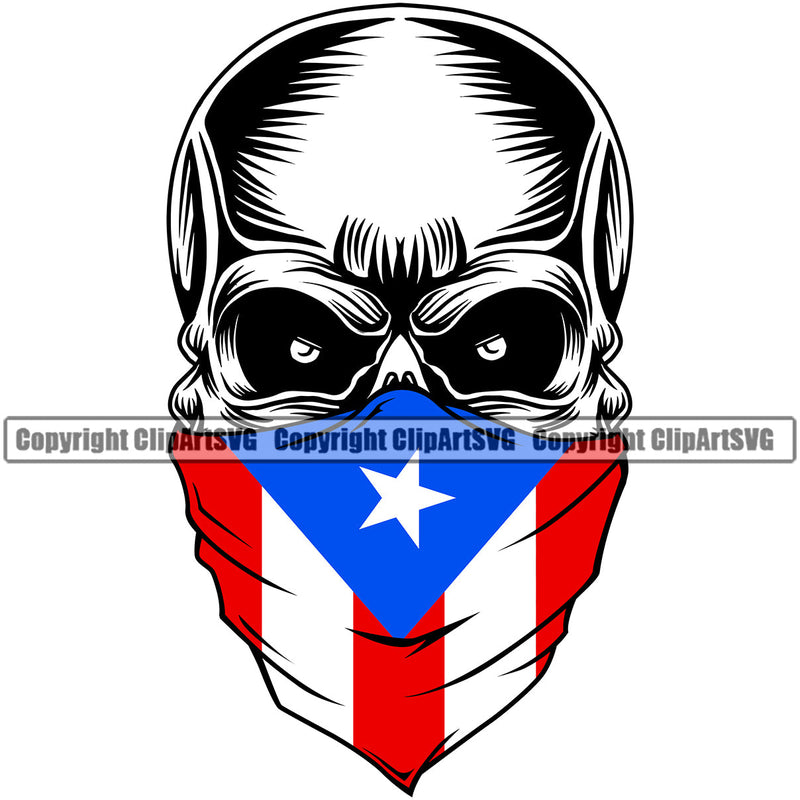 Puerto Rico Rican Flag Pride Spanish Country Nation Proud Caribbean Island Travel Scary Skull Bandana Alone Mask Shaped San Juan National Symbol Logo
