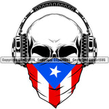 Puerto Rico Rican Flag Pride Spanish Country Nation Proud Caribbean Island Travel Scary Skull Headphones Bandanna Mask National Symbol Logo