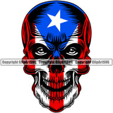 Puerto Rico Rican Flag Pride Spanish Country Nation Proud Caribbean Island Travel Scary Skull Real Eyes Open Mask National Symbol Logo