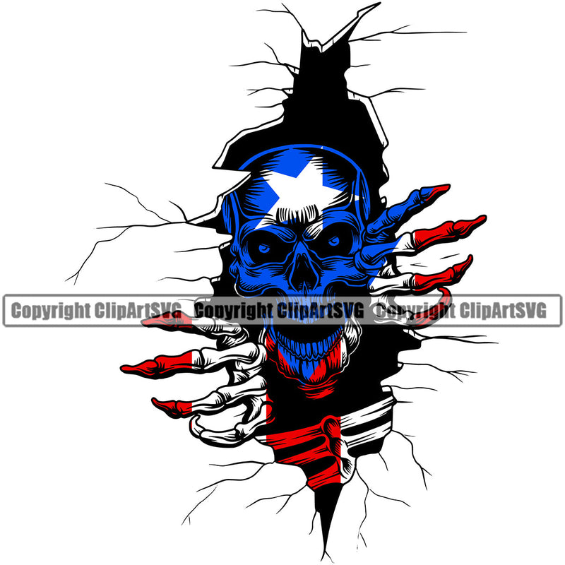 Puerto Rico Rican Flag Pride Spanish Country Nation Proud Caribbean Island Travel Scary Skull Ripper Mask National Symbol Logo