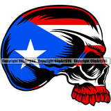 Puerto Rico Rican Flag Pride Spanish Country Nation Proud Caribbean Island Travel Scary Skull Side Half Mask National Symbol Logo